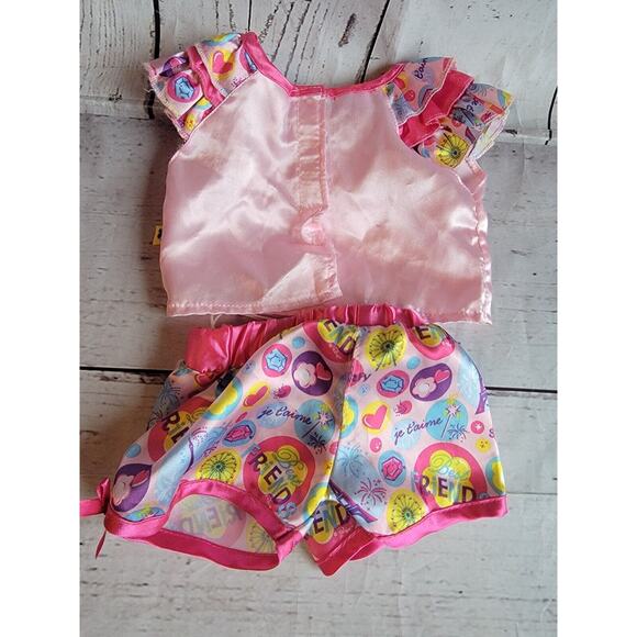 Build A Bear Smurfs Best Friends Plush Pajama Set Top Shorts Clothes Smurfette - Picture 4 of 4